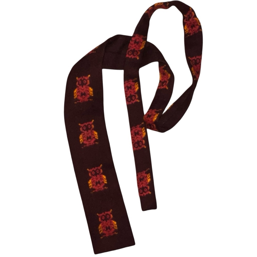 Vintage 60’s Rooster Tie with Owl Design Wool Square End